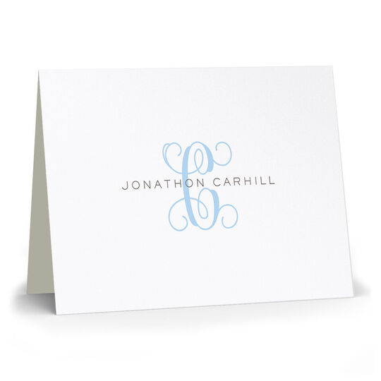 Blue Clean and Simple Initial Folded Note Cards
